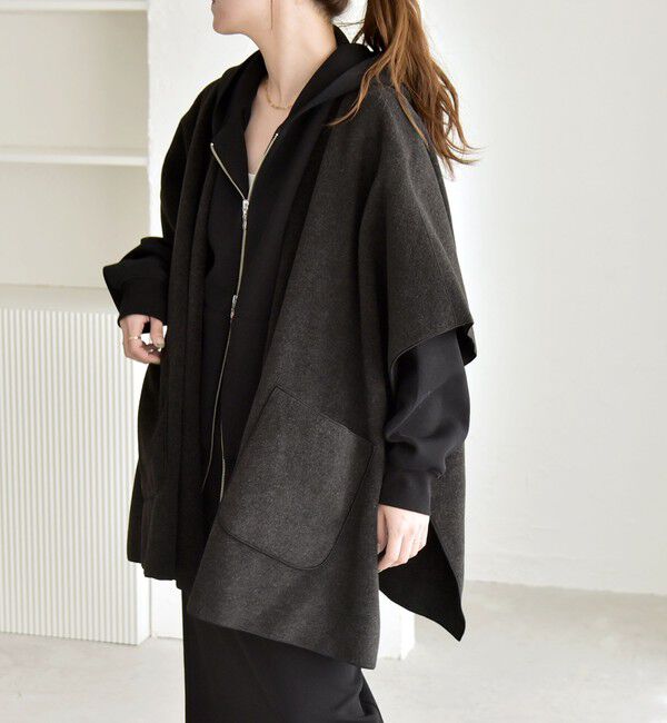 quaranciel「quaranciel: ダブル パイル ニット ショート ポンチョ コート」|その他|