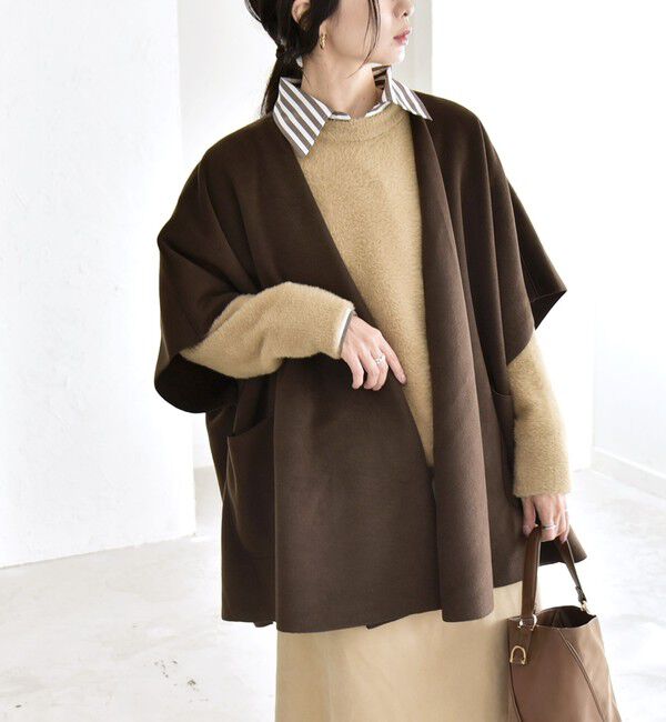 quaranciel「quaranciel: ダブル パイル ニット ショート ポンチョ コート」|その他|