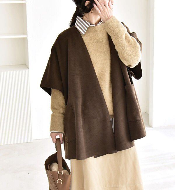 quaranciel「quaranciel: ダブル パイル ニット ショート ポンチョ コート」|その他|