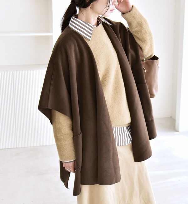 quaranciel「quaranciel: ダブル パイル ニット ショート ポンチョ コート」|その他|