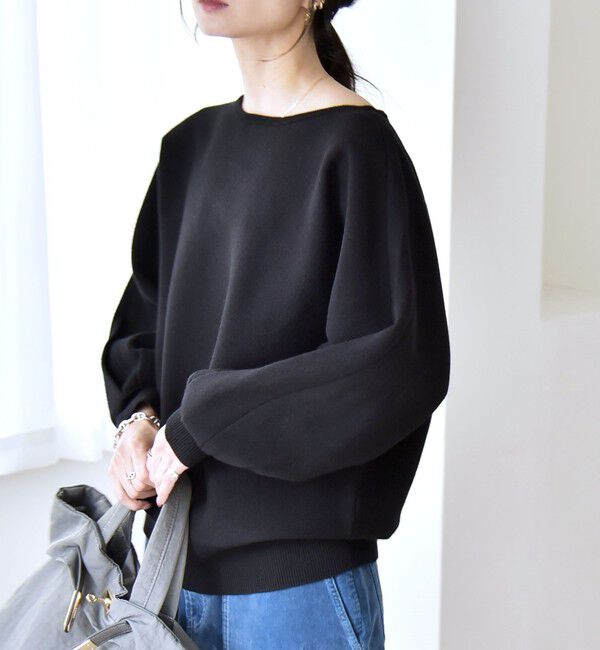 quaranciel「quaranciel:〈手洗い可能〉ダブルフェイス ボートネック パフ ニット プルオーバー」|ニット・セーター|