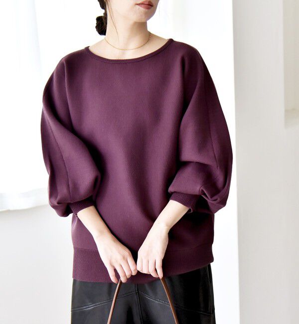 quaranciel「quaranciel:〈手洗い可能〉ダブルフェイス ボートネック パフ ニット プルオーバー」|ニット・セーター|