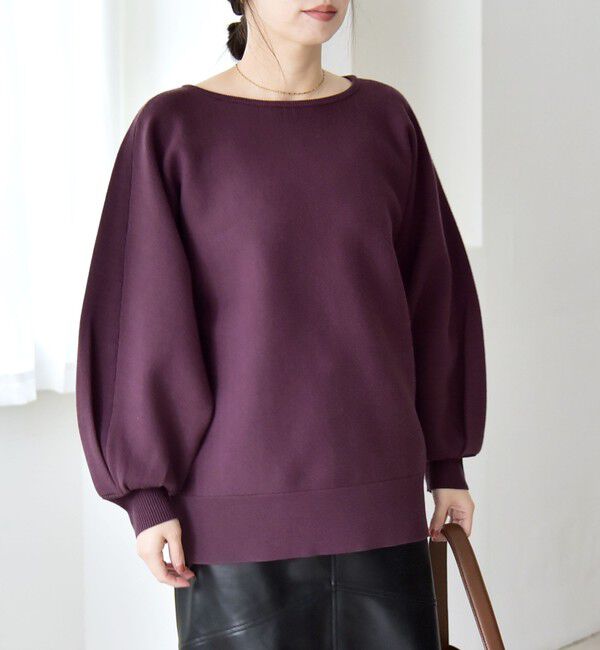 quaranciel「quaranciel:〈手洗い可能〉ダブルフェイス ボートネック パフ ニット プルオーバー」|ニット・セーター|