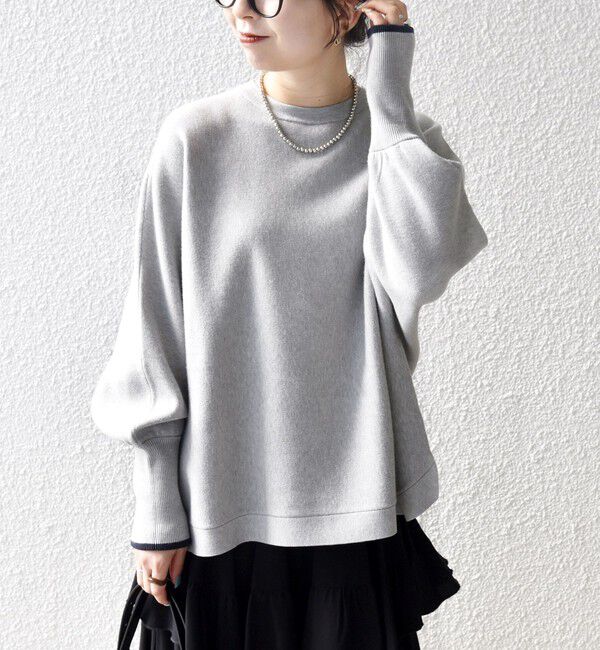 SHIPS any「SHIPS any:〈手洗い可能〉ダブルフェイス ボリュームスリーブ ニット プルオーバー」|ニット・セーター|グレー