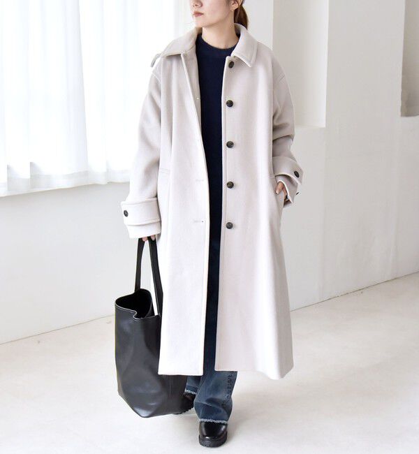 quaranciel「quaranciel: PURE WOOL スタンド & ステンカラー ロング コート」|ステンカラーコート|