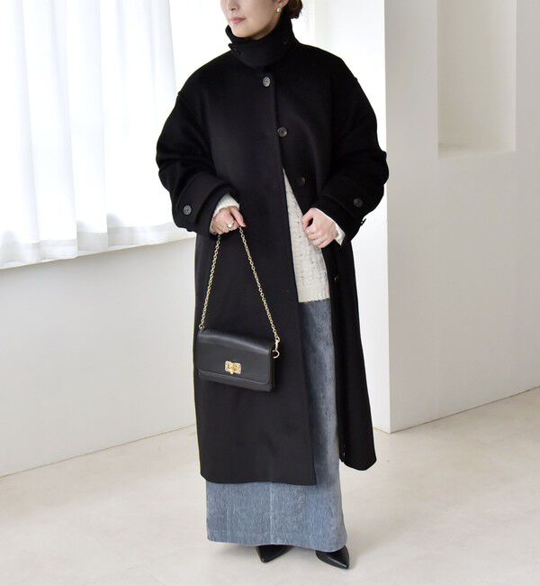 quaranciel「quaranciel: PURE WOOL スタンド & ステンカラー ロング コート」|ステンカラーコート|