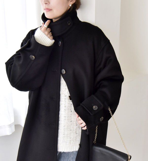quaranciel「quaranciel: PURE WOOL スタンド & ステンカラー ロング コート」|ステンカラーコート|