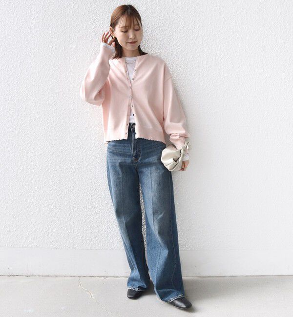 SHIPS for women「〈手洗い可能〉コットン カシミヤ混 スカラップヘム カーディガン」|カーディガン|