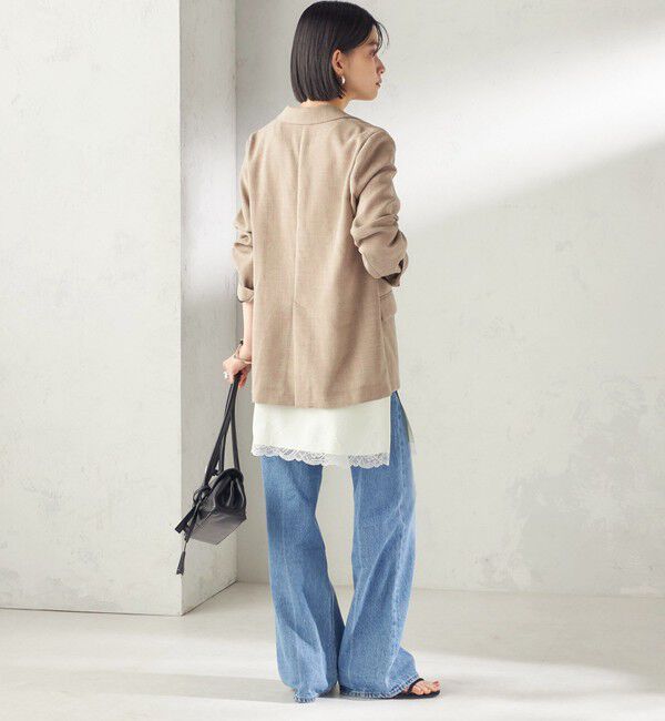 SHIPS for women「〈吸水速乾・手洗い可能〉麻調 ドンゴロス 2釦 ジャケット」|テーラードジャケット|