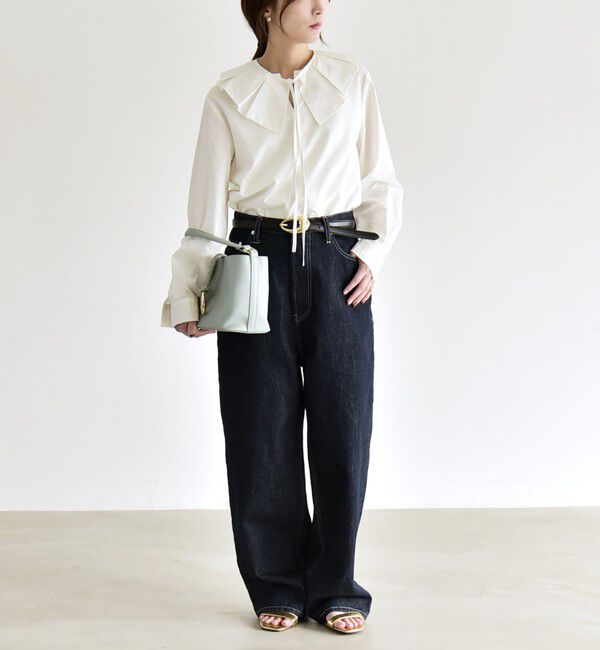 quaranciel「quaranciel:〈洗濯機可能〉タックカラー 2way キーネック シャツ ブラウス」|シャツ・ブラウス|