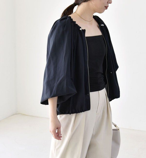 quaranciel「quaranciel:〈洗濯機可能〉シアー ドロスト ギャザー ショート ブルゾン」|その他|