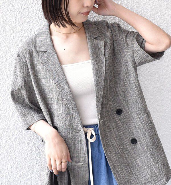 SHIPS Colors 「《予約》SHIPS Colors:〈手洗い可能〉バンピー スラブ ショートスリーブ ジャケット◆」|テーラードジャケット|