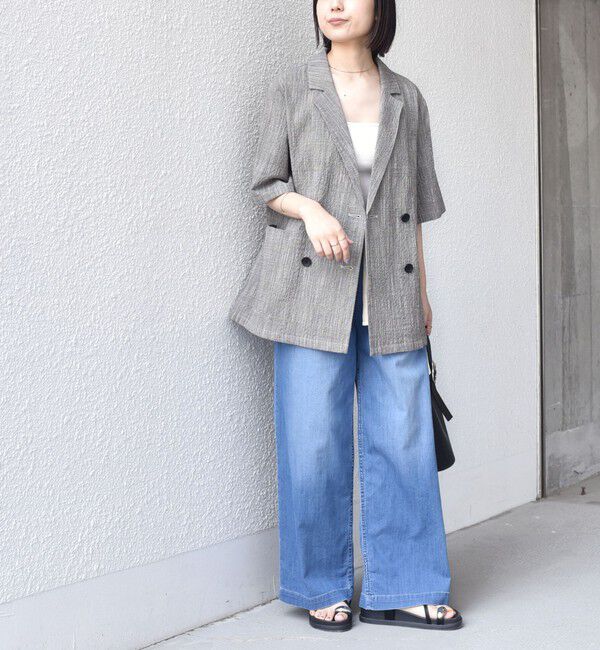 SHIPS Colors 「《予約》SHIPS Colors:〈手洗い可能〉バンピー スラブ ショートスリーブ ジャケット◆」|テーラードジャケット|