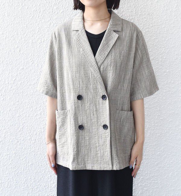 SHIPS Colors 「《予約》SHIPS Colors:〈手洗い可能〉バンピー スラブ ショートスリーブ ジャケット◆」|テーラードジャケット|