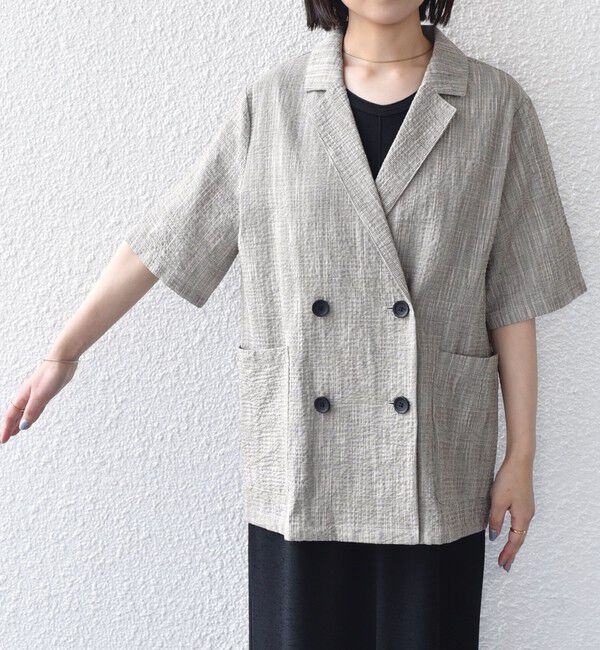 SHIPS Colors 「《予約》SHIPS Colors:〈手洗い可能〉バンピー スラブ ショートスリーブ ジャケット◆」|テーラードジャケット|