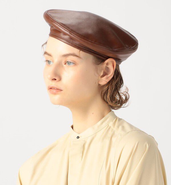 TOMORROWLAND GOODS「FERRUCCIO VECCHI レザーライクベレー帽」|ハンチング・ベレー帽|