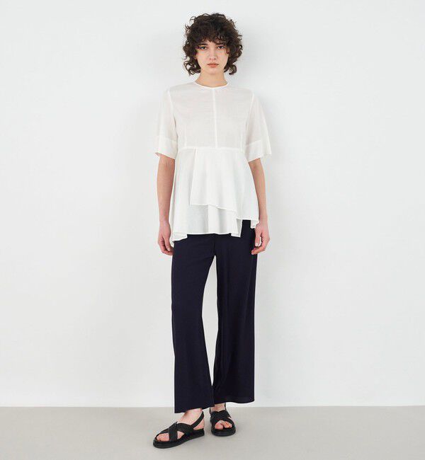 DES PRES「コットンシルクタイプライター アシンメトリーペプラムブラウス」|シャツ・ブラウス|