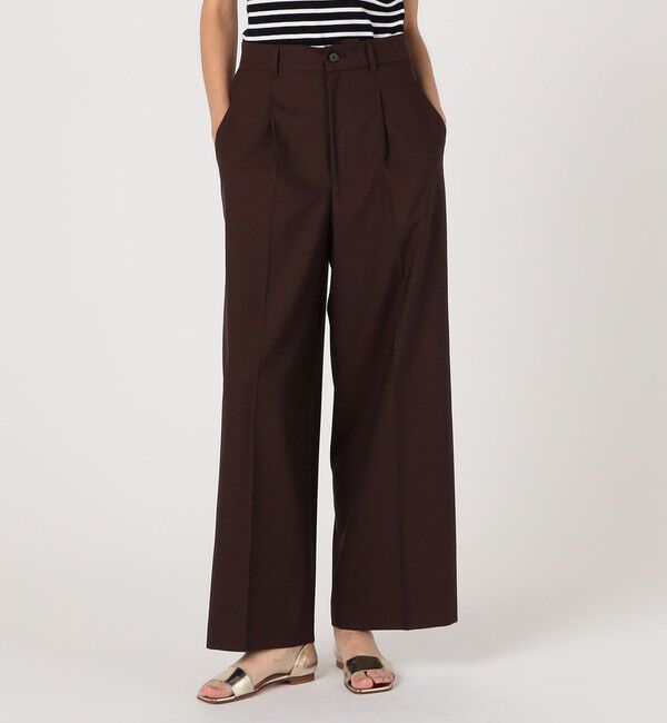 MACPHEE「ストレッチトロピカル タックワイドパンツ」|スラックス|