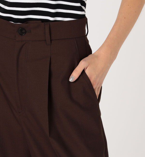 MACPHEE「ストレッチトロピカル タックワイドパンツ」|スラックス|