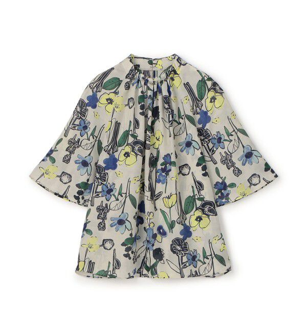 TOMORROWLAND collection「フラワーベッドプリント ネックギャザーブラウス」|シャツ・ブラウス|44 ベージュ系