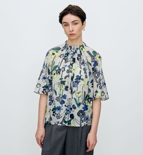 TOMORROWLAND collection「フラワーベッドプリント ネックギャザーブラウス」|シャツ・ブラウス|