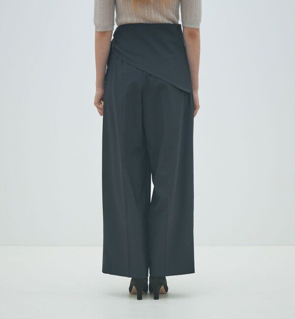 MACPHEE「ポリエステルウールストレッチ タックワイドパンツ」|スラックス|