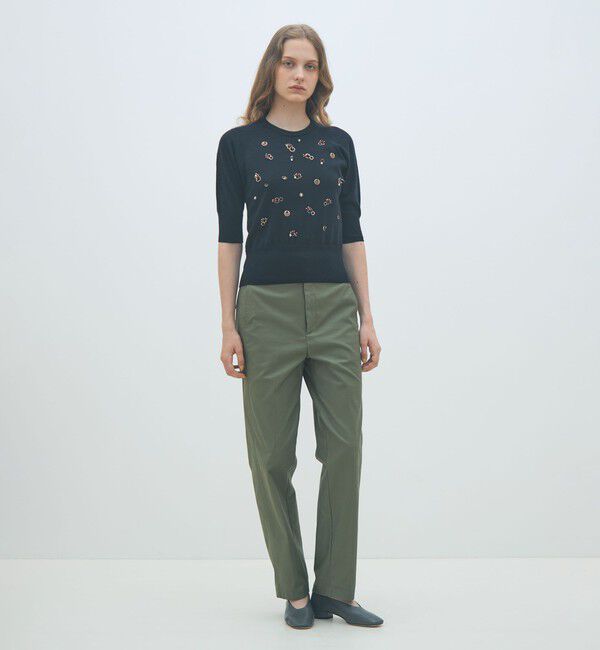 MACPHEE「ウールビジュー ハーフスリーブプルオーバー」|ニット・セーター|