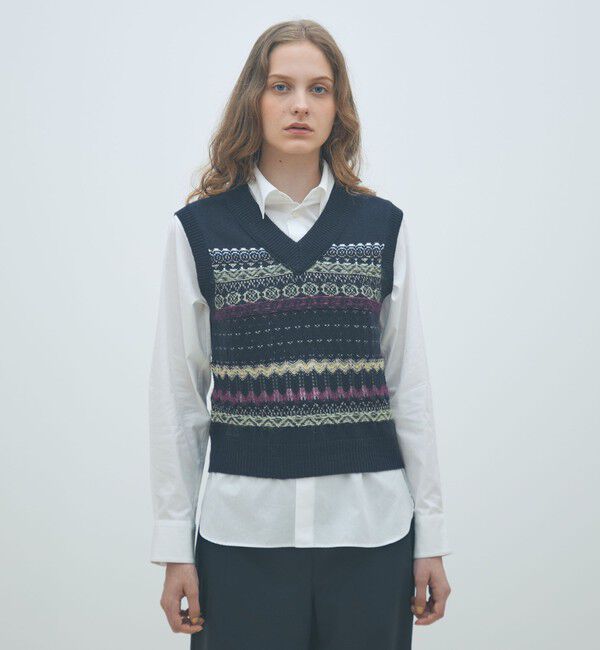 MACPHEE「フェアアイル Vネックベスト」|ベスト・ジレ|