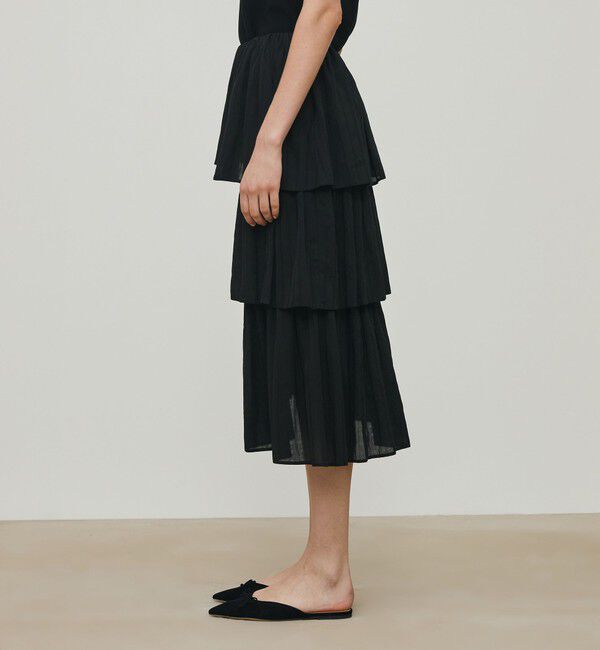 DES PRES「ドットストライプジャガード  ティアードスカート」|スカート|