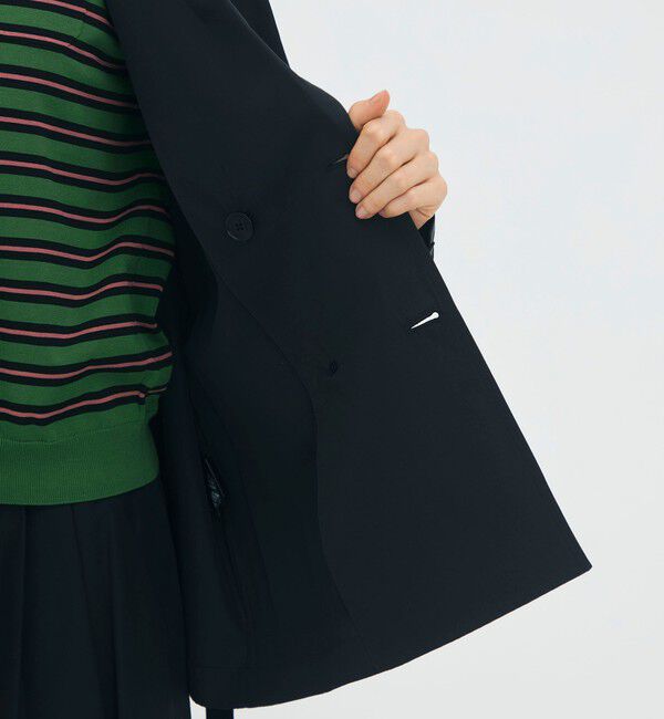 CABaN「コットンシャンブレー ベルテッドダブルブレストジャケット」|テーラードジャケット|