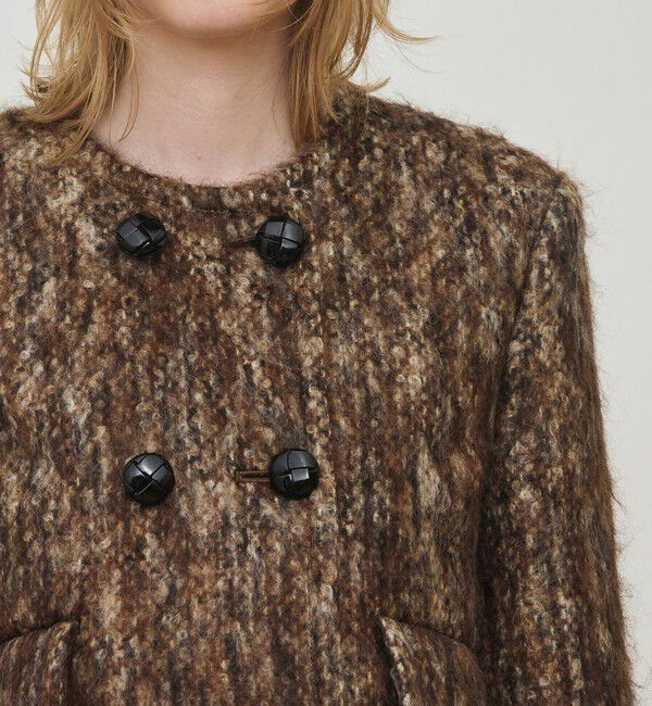DES PRES「ループヤーンツイード ダブルブレスレッド ノーカラージャケット」|ノーカラージャケット|