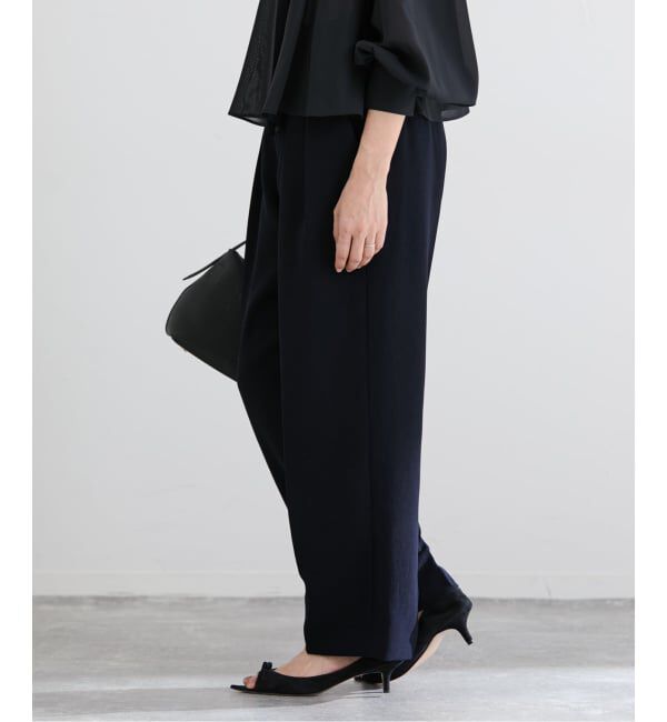 IENA「&NAVY ジョーゼットサイドゴムタックパンツ」|スラックス|
