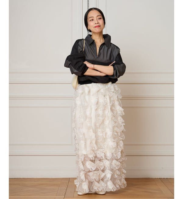 IENA LA BOUCLE「IENA LA BOUCLE フラワーモチーフオーガンジースカート」|スカート|