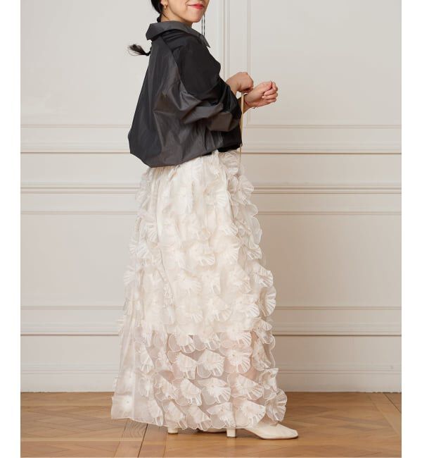 IENA LA BOUCLE「IENA LA BOUCLE フラワーモチーフオーガンジースカート」|スカート|