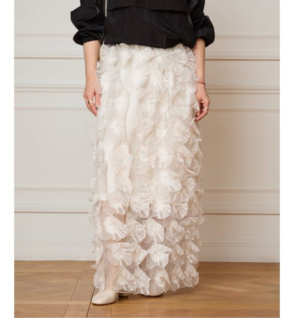 IENA LA BOUCLE「IENA LA BOUCLE フラワーモチーフオーガンジースカート」|スカート|
