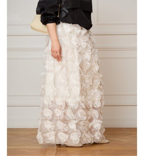 IENA LA BOUCLE「IENA LA BOUCLE フラワーモチーフオーガンジースカート」|スカート|