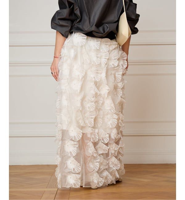 IENA LA BOUCLE「IENA LA BOUCLE フラワーモチーフオーガンジースカート」|スカート|