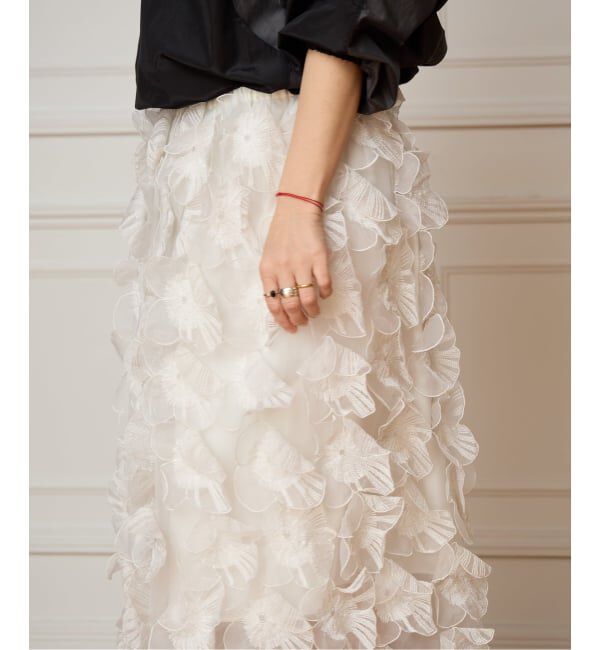 IENA LA BOUCLE「IENA LA BOUCLE フラワーモチーフオーガンジースカート」|スカート|