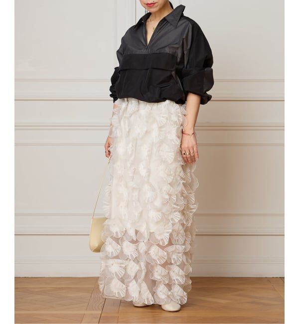 IENA LA BOUCLE「IENA LA BOUCLE フラワーモチーフオーガンジースカート」|スカート|