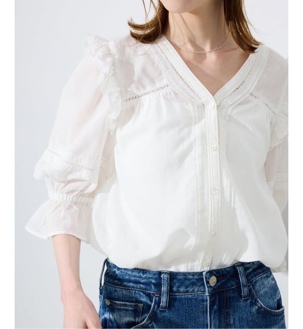 SLOBE IENA「《WEB限定/追加予約》コットンレーヨンレースブラウス」|シャツ・ブラウス|