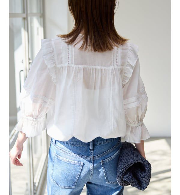 SLOBE IENA「《WEB限定/追加予約》コットンレーヨンレースブラウス」|シャツ・ブラウス|