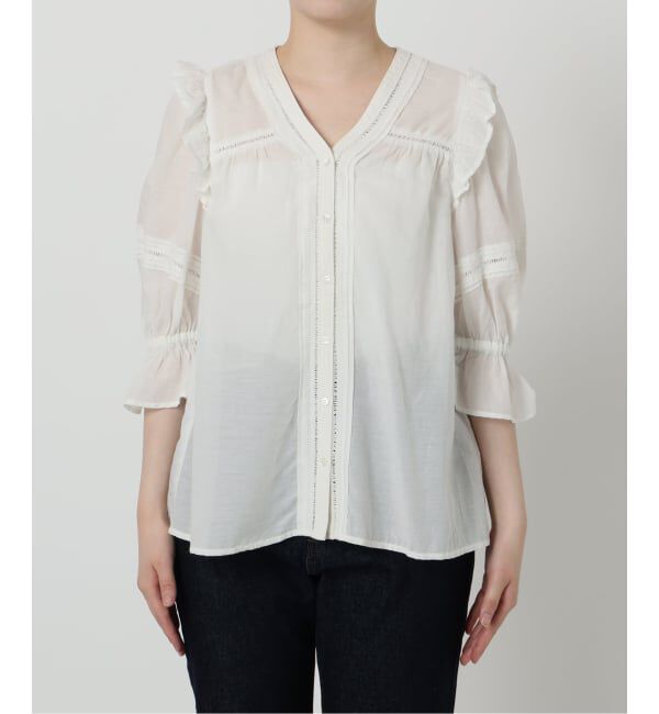 SLOBE IENA「《WEB限定/追加予約》コットンレーヨンレースブラウス」|シャツ・ブラウス|