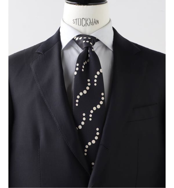EDIFICE「Holliday & Brown(ホリデー & ブラウン) Heavy Twill Curved Dots タイ」|ネクタイ・蝶ネクタイ|ブラック