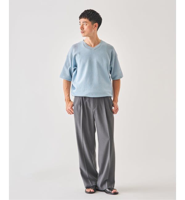 EDIFICE「《予約》LINEN LUXE Vネック ニット」|Tシャツ・カットソー|
