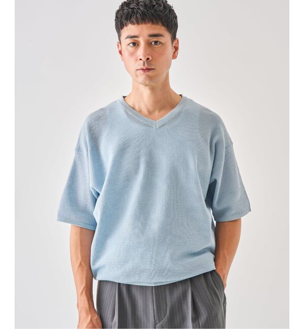 EDIFICE「《予約》LINEN LUXE Vネック ニット」|Tシャツ・カットソー|