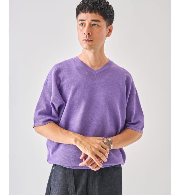 EDIFICE「《予約》LINEN LUXE Vネック ニット」|Tシャツ・カットソー|