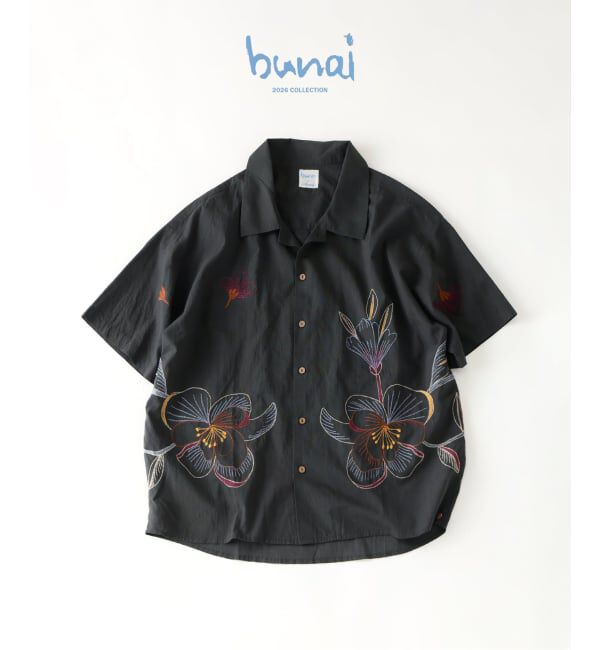 JOURNAL STANDARD relume「《予約》bunai / ブナイ 別注 エンブロイダリー ハーフスリーブシャツ」|シャツ・ブラウス|グレー