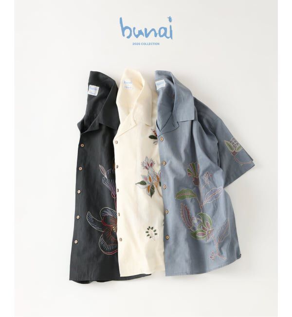 JOURNAL STANDARD relume「《予約》bunai / ブナイ 別注 エンブロイダリー ハーフスリーブシャツ」|シャツ・ブラウス|