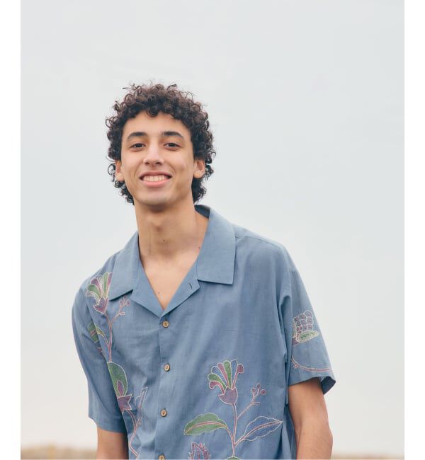 JOURNAL STANDARD relume「《予約》bunai / ブナイ 別注 エンブロイダリー ハーフスリーブシャツ」|シャツ・ブラウス|ブルー B