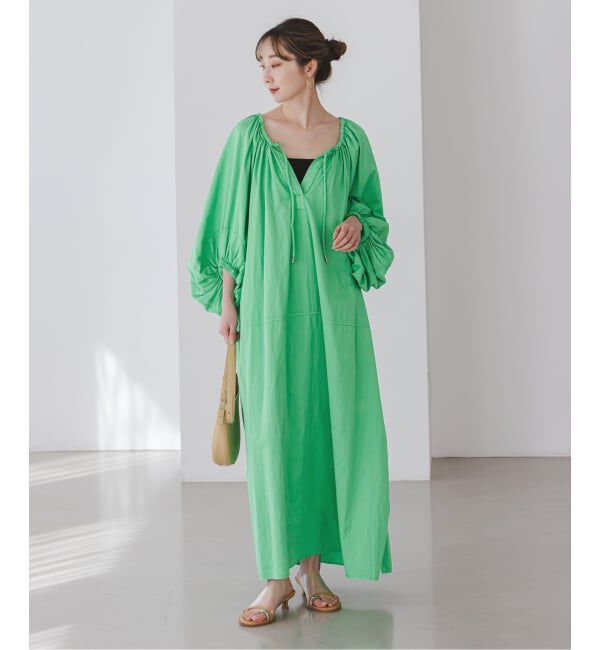 NOBLE「《NOBLE別注》venit/ヴェニット コットンシルクバルーンスリーブワンピース」|ワンピース|